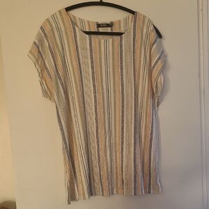 CURE Cream Multi-Stripe Short Sleeve - Soft Everyday Top